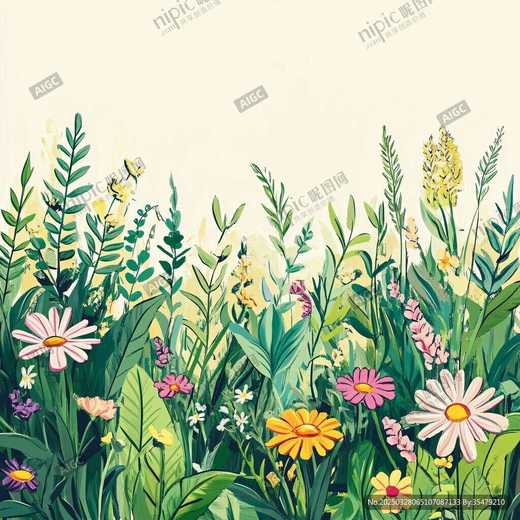 春日烂漫花草图