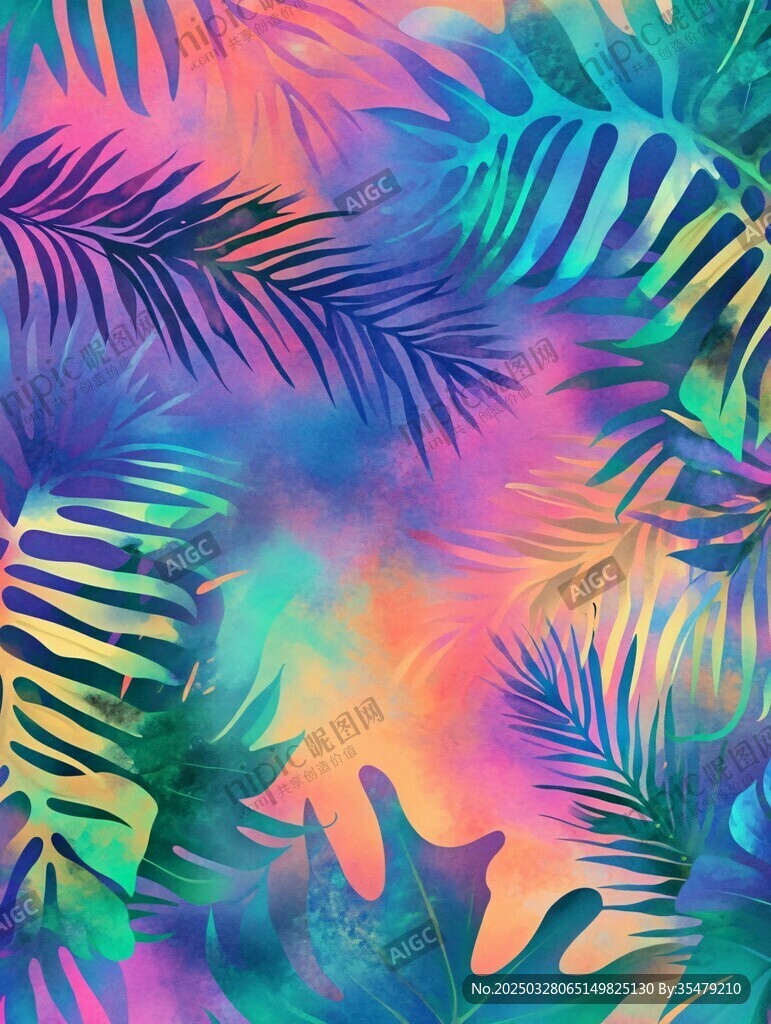 梦幻多彩热带植物图案