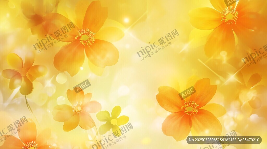 梦幻黄色花卉背景图