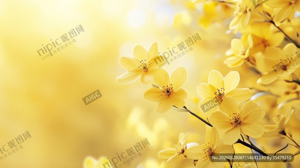 春日绽放的金黄烂漫花朵