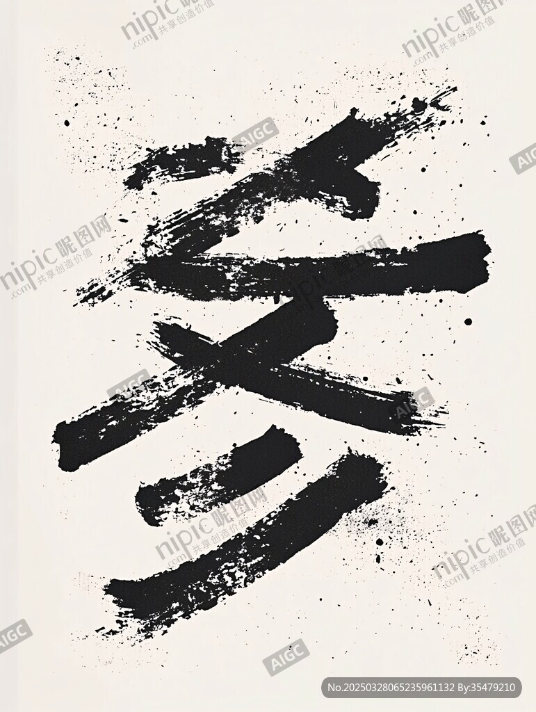 水墨笔触单字 参 艺术图