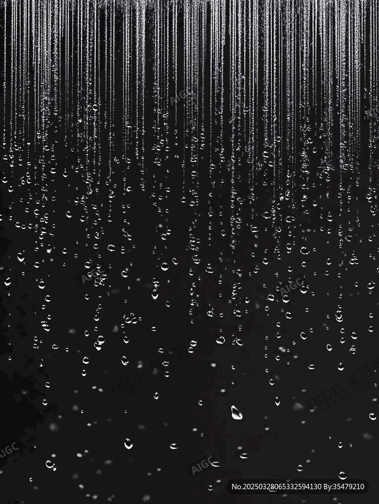 雨滴坠落的黑色背景画面