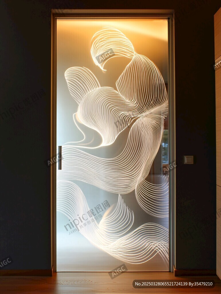 艺术玻璃门 独特线条之美