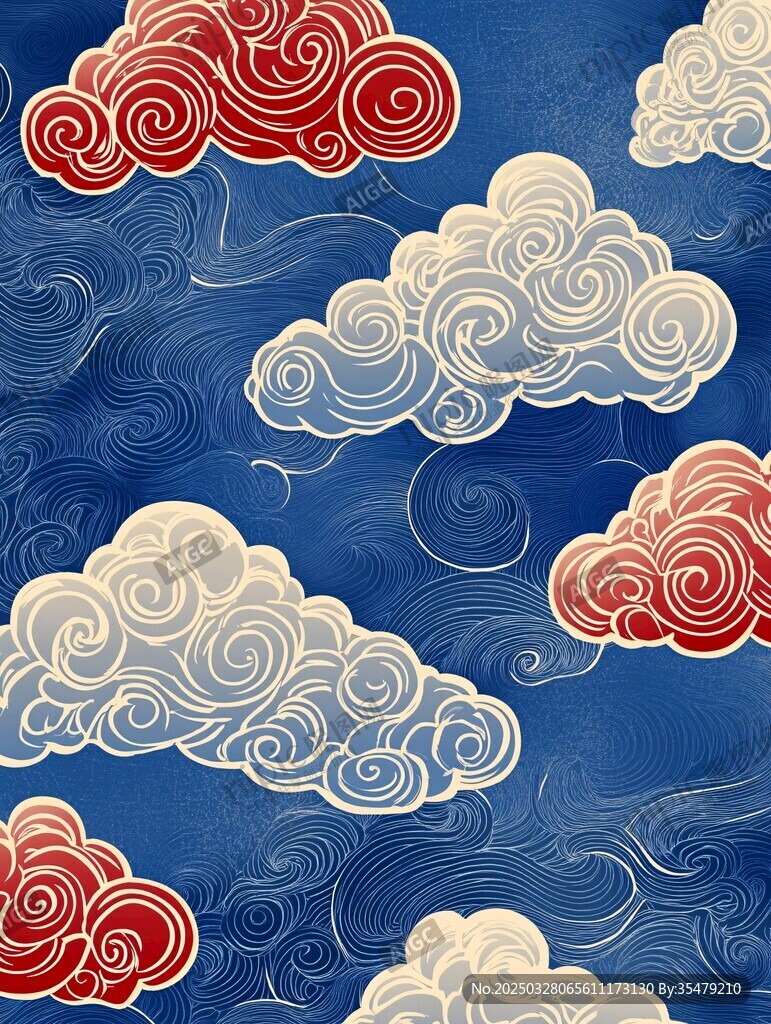 中式古典祥云图案背景