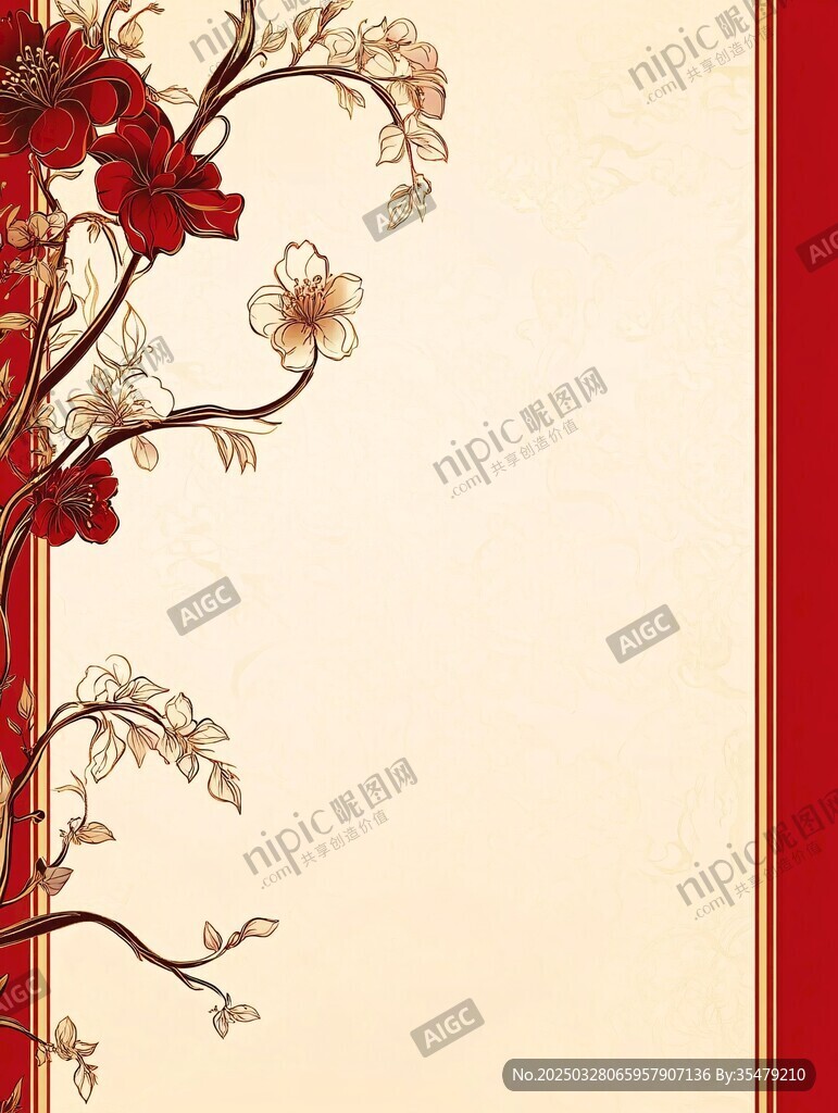 中式花卉边框背景图