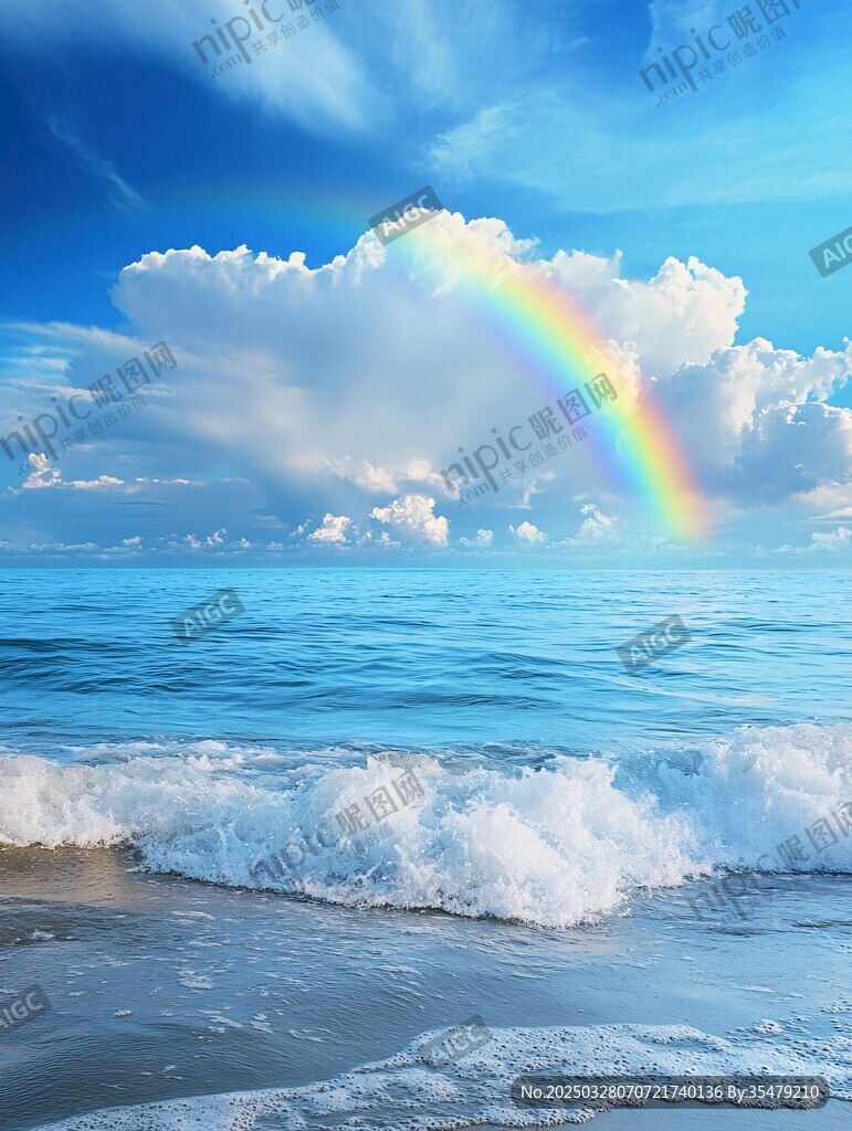海上彩虹伴浪涌