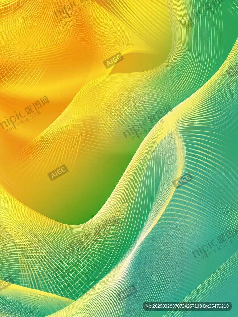 渐变黄绿动感波浪背景图