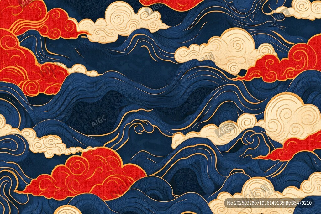 中式云浪纹传统图案