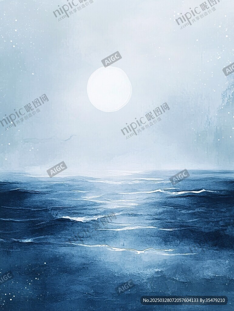 月夜下的静谧海洋