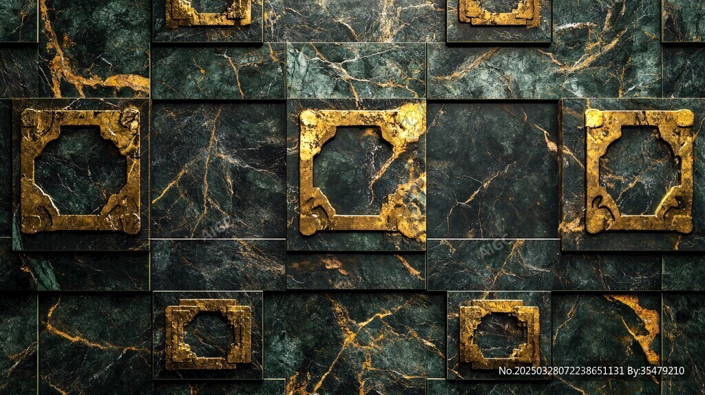 绿金大理石配金色框架背景