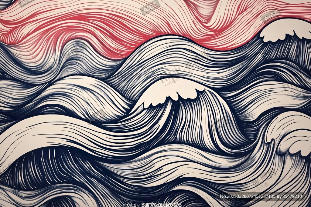 海浪艺术插画 动感线条风格