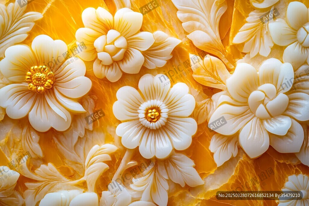 立体雕花图案 花卉艺术纹理