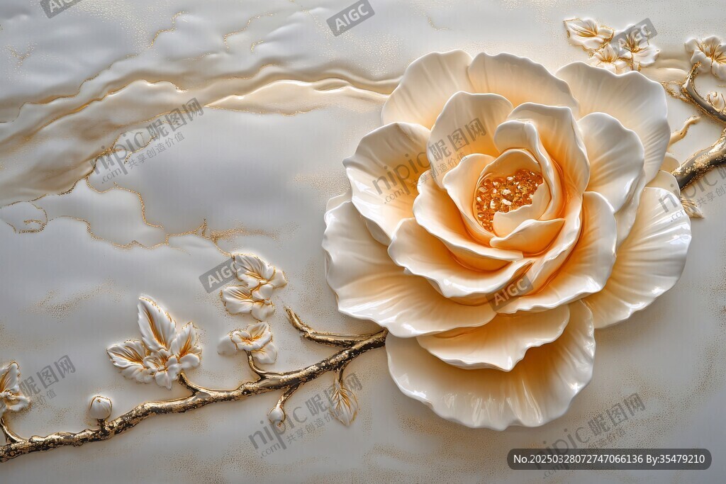 立体浮雕花卉艺术装饰图