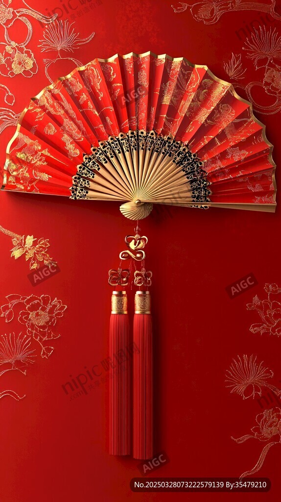 中式红扇 传统美学的优雅呈现