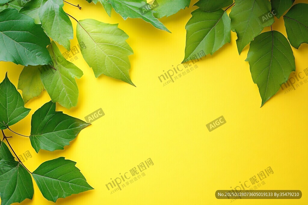 绿叶衬黄底 清新自然风