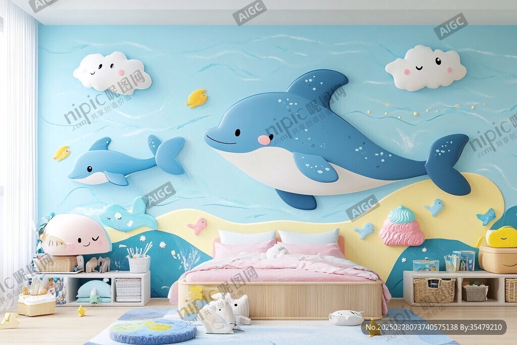 梦幻海豚主题儿童房