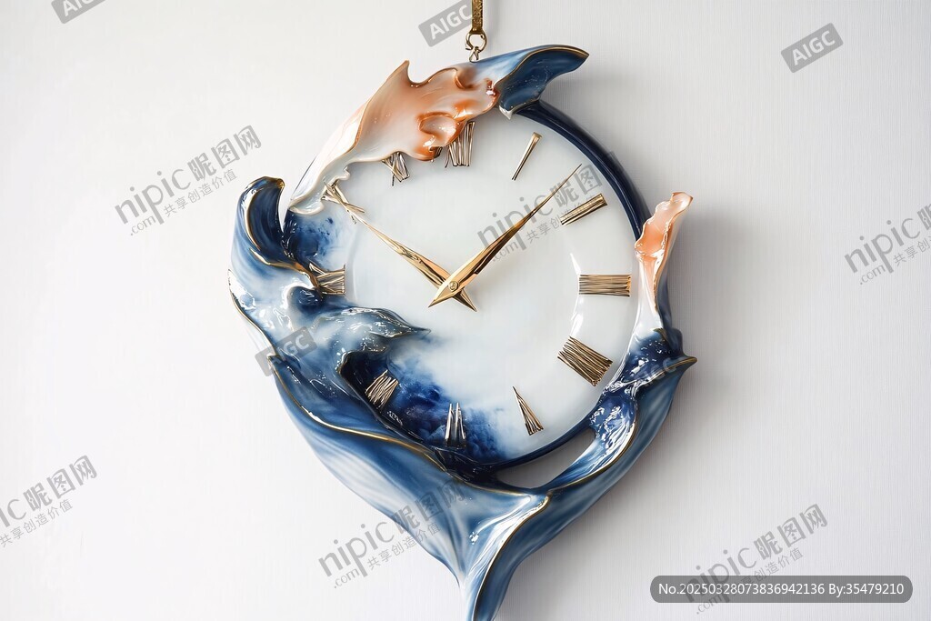 海豚海浪装饰挂钟
