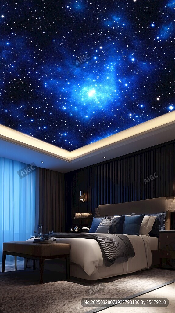 梦幻星空卧室天花板设计