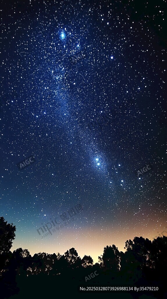 璀璨星空下的静谧森林