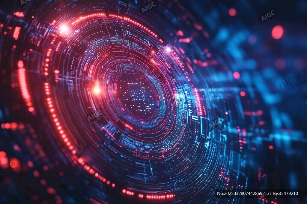 科技感环状数字光影背景