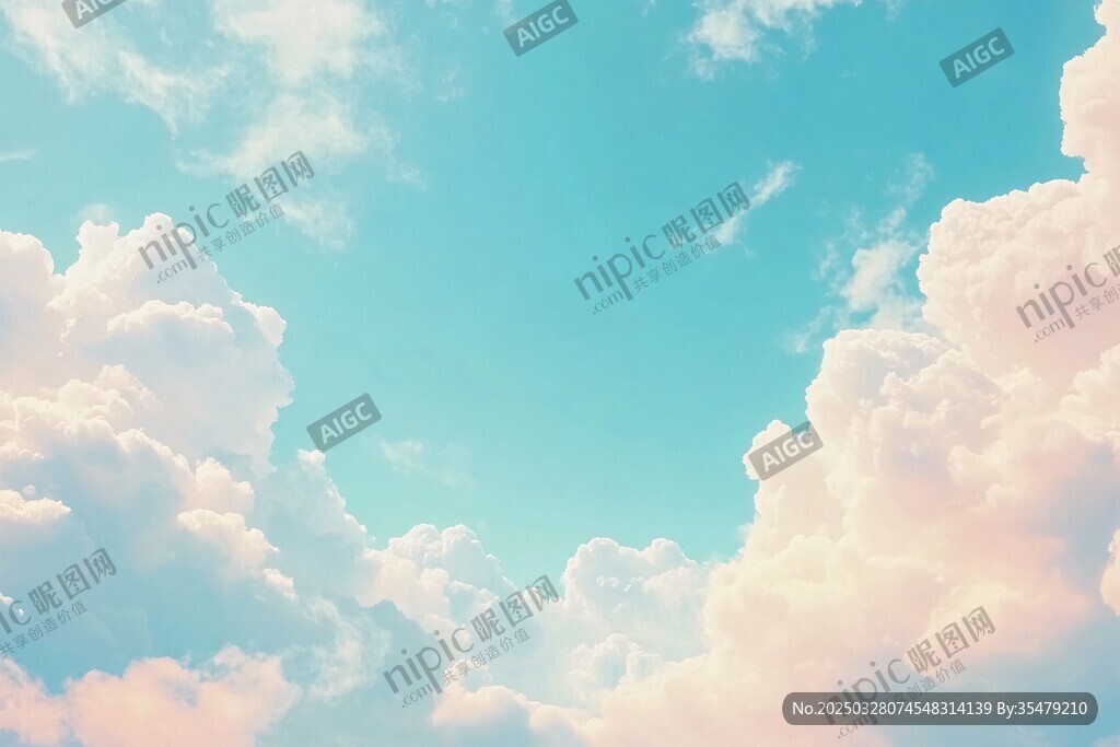 梦幻蓝天与蓬松云朵