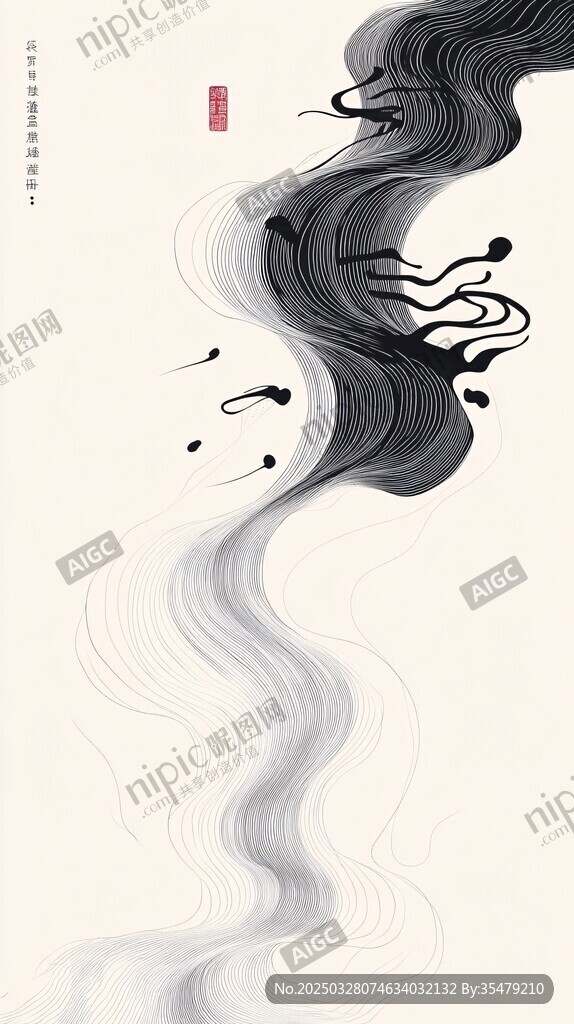 水墨灵动线条抽象艺术图