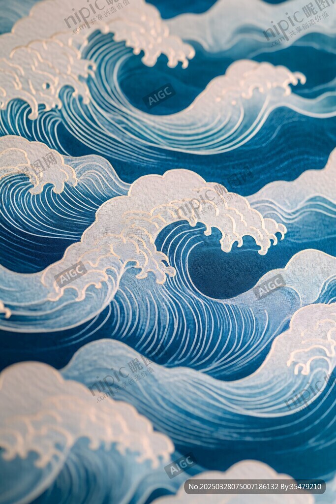 日式海浪纹理艺术图案