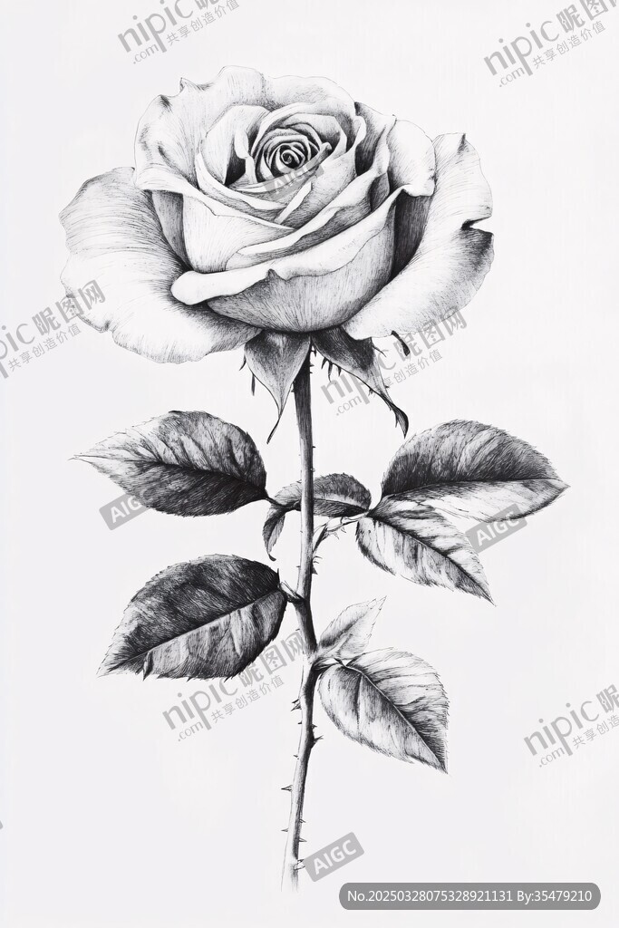 素描玫瑰 优雅的花卉线条