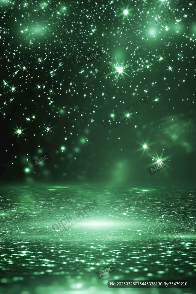 梦幻绿调星空闪烁背景