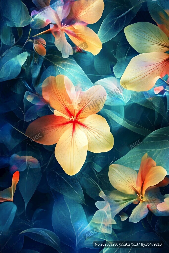 梦幻绚丽花卉背景图