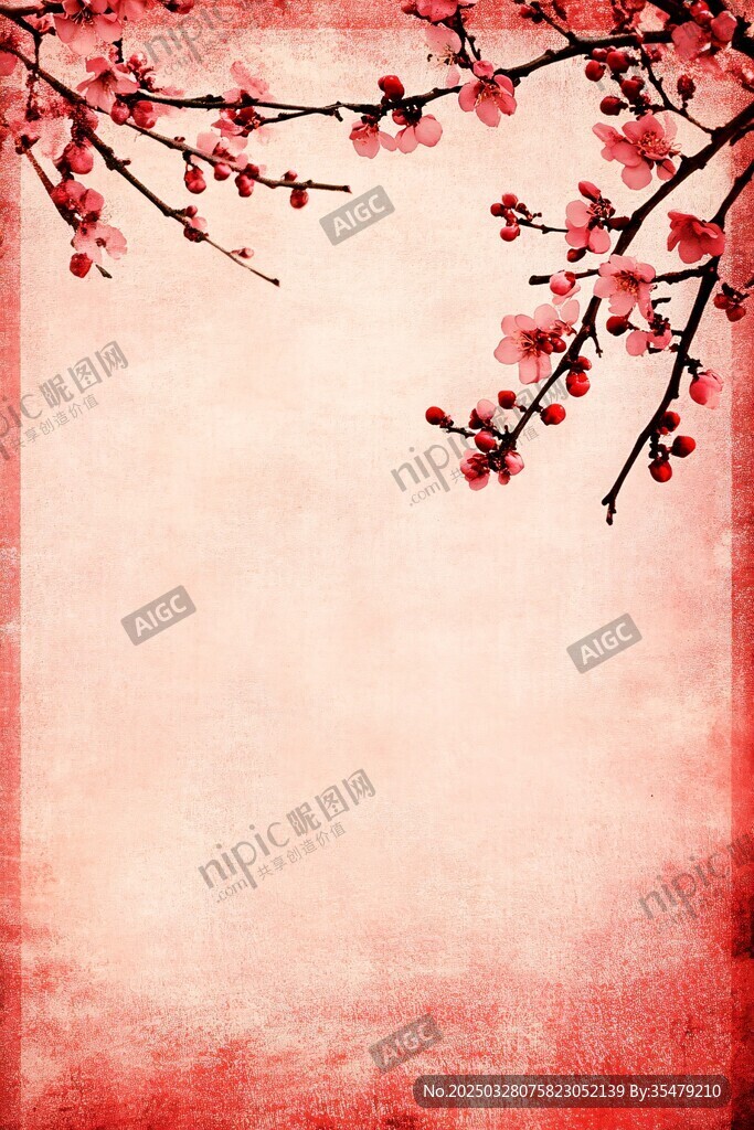 红梅绽放 中式古风背景
