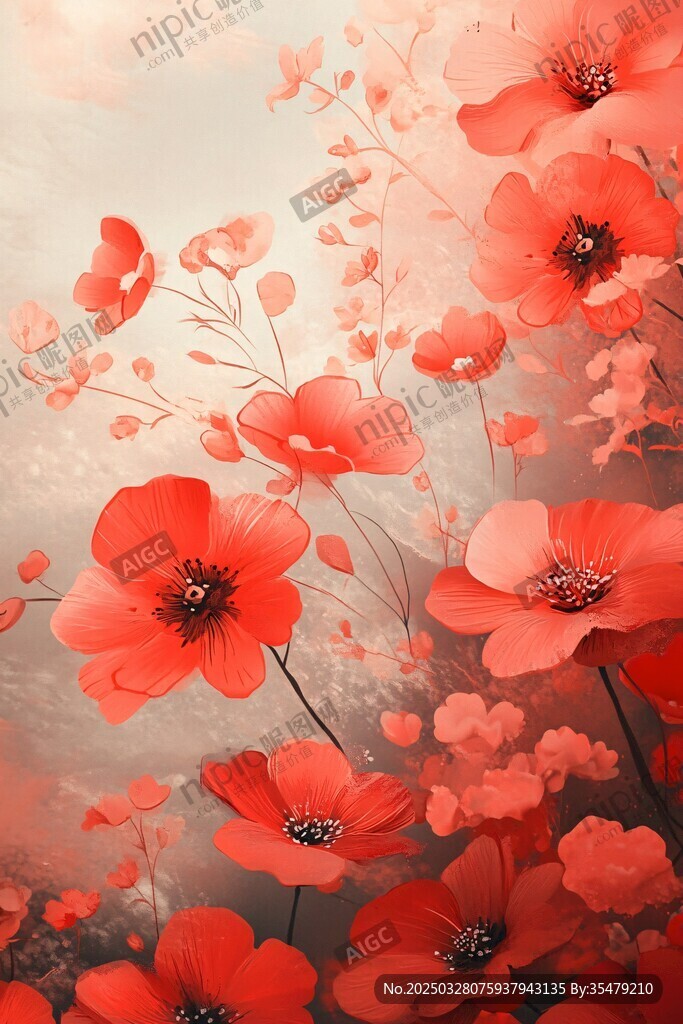 艳丽红花朵朵绽放