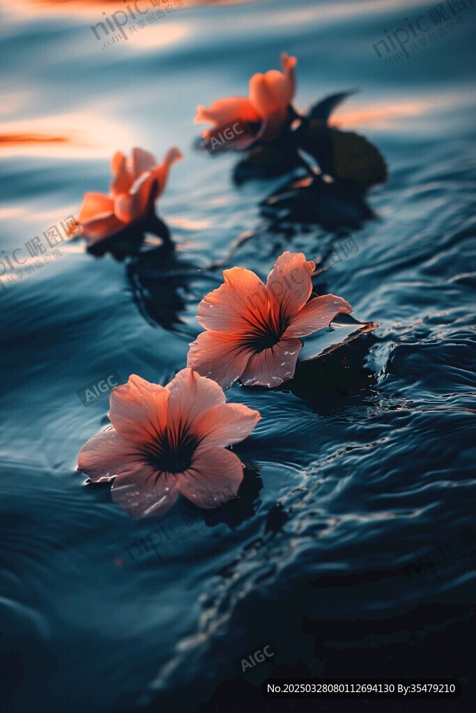 水中绽放的艳丽花朵