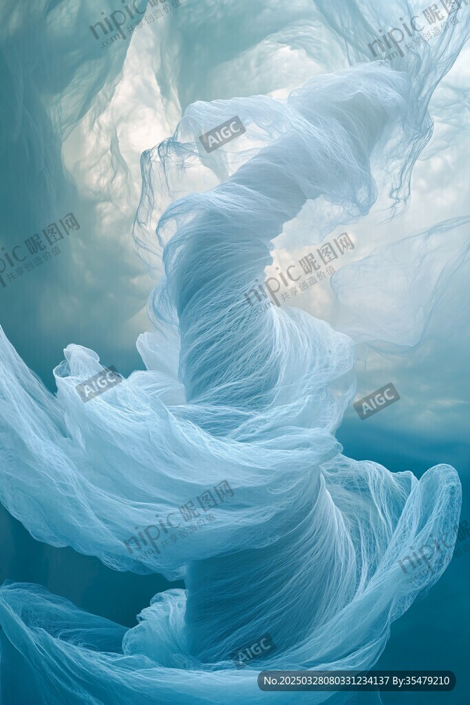 梦幻蓝白飘纱艺术之美