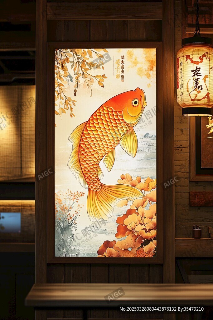 中式锦鲤装饰画 雅致意境