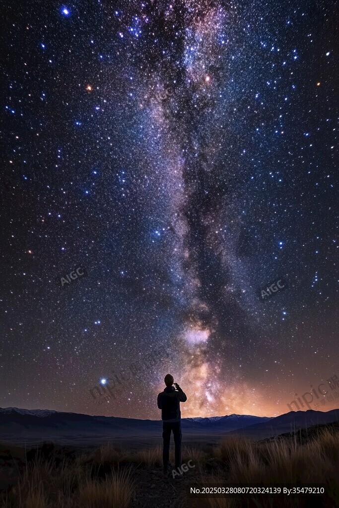 仰望璀璨星河的孤独身影