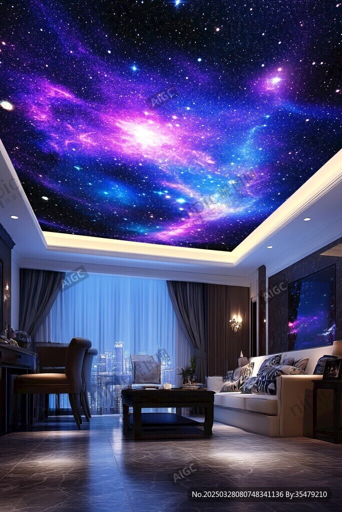 梦幻星空客厅天花板装饰