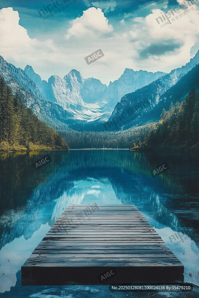 湖畔木栈 山水间的静谧风光