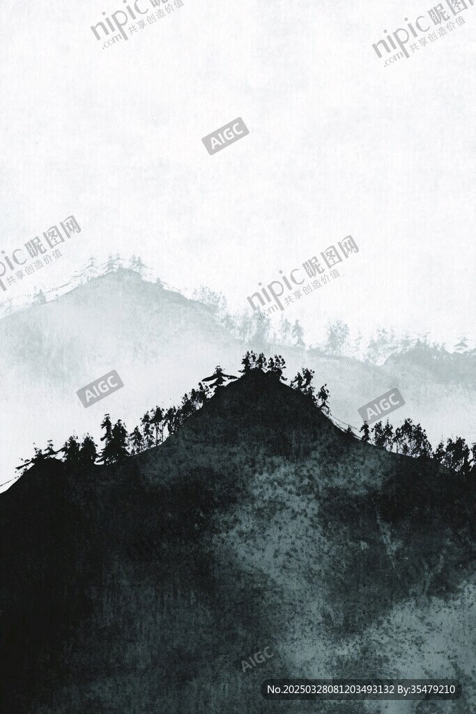 水墨山峦间的静谧景致