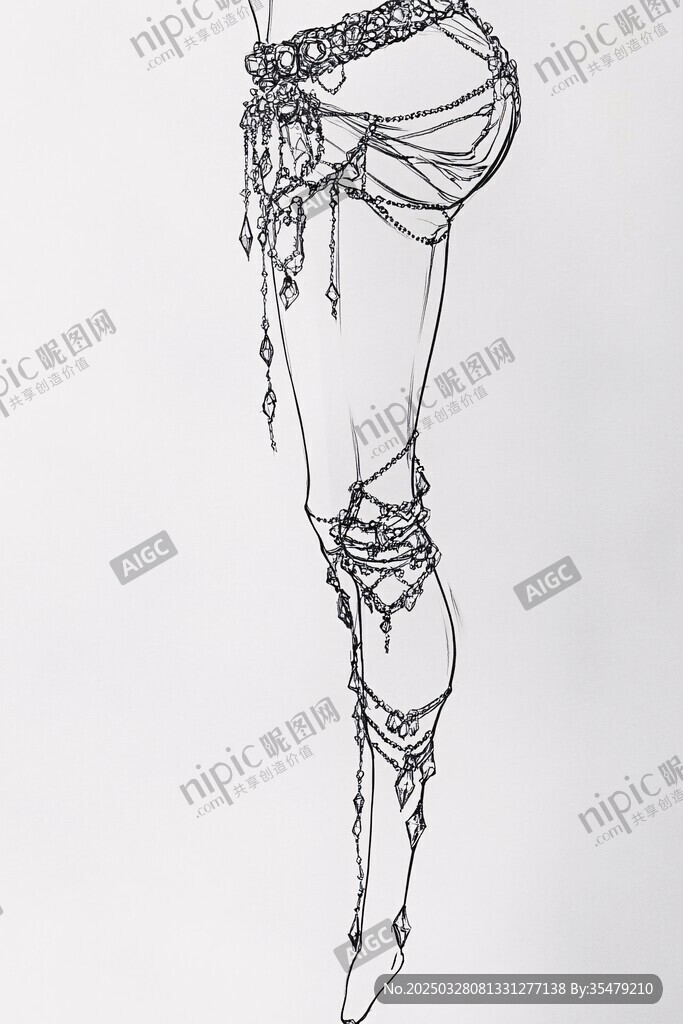 女性服饰腿部细节设计图