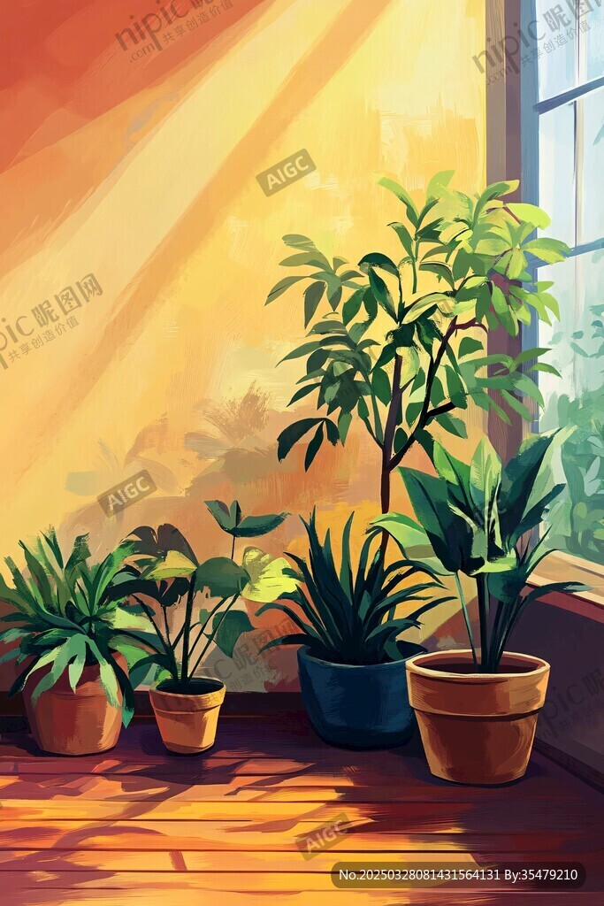 阳光洒下的窗边绿植世界