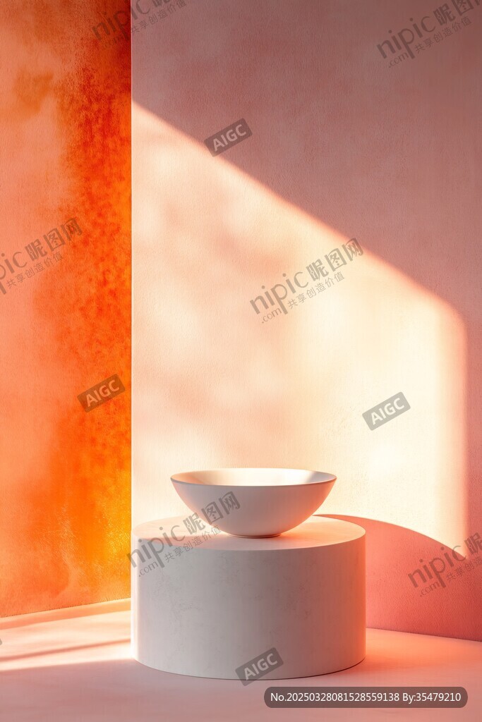 阳光下的简约白色碗摆件