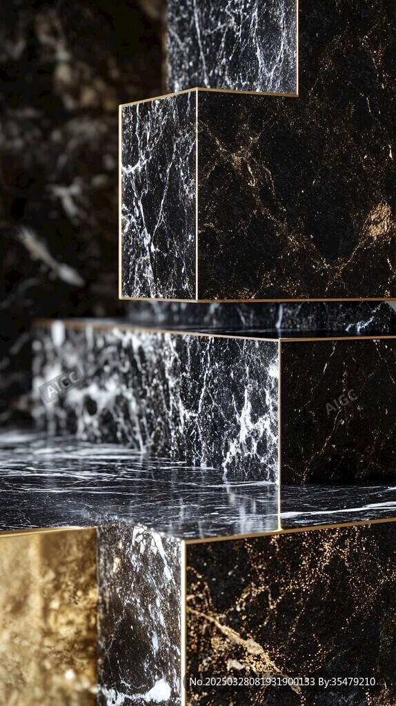 奢华黑金大理石立体结构