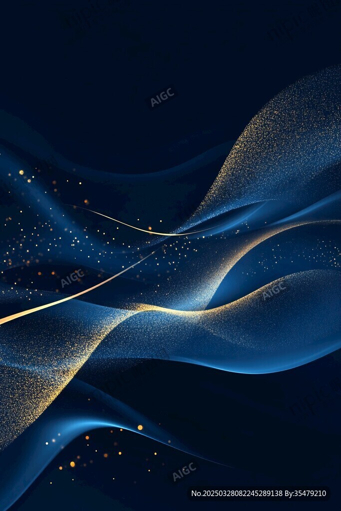 梦幻蓝金流动粒子背景图