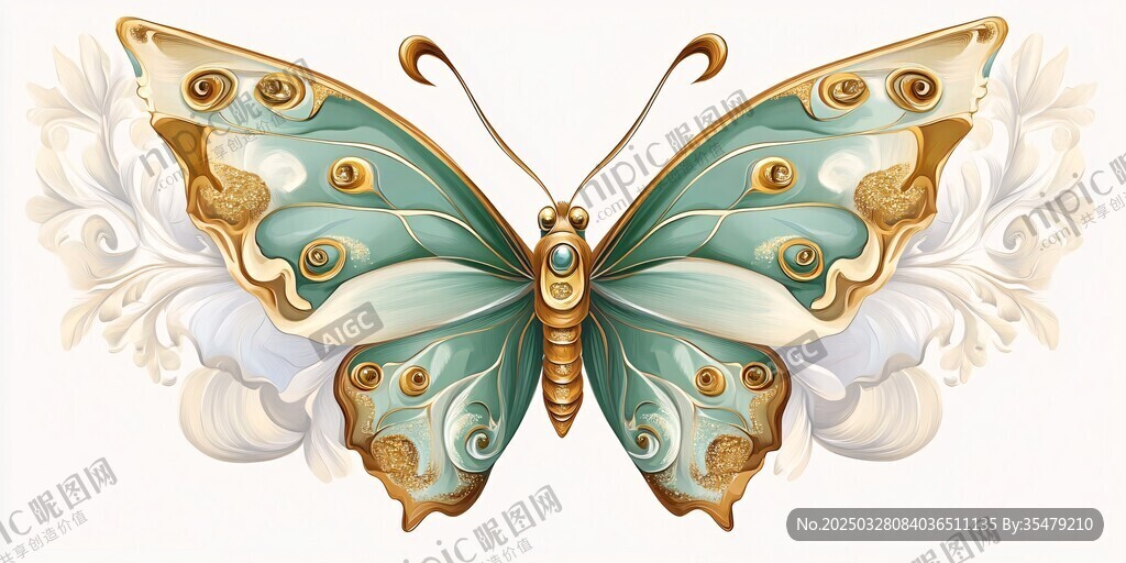 梦幻青金蝴蝶插画