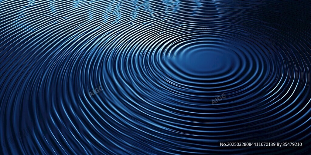 蓝色水波涟漪抽象背景图