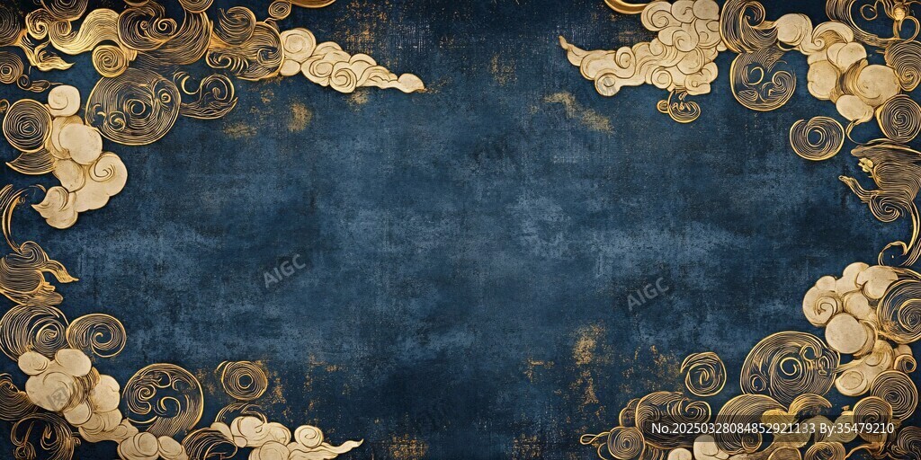 中式复古金云纹背景图