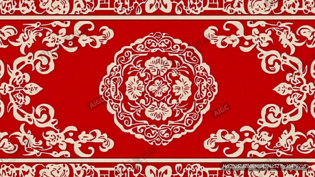 中式传统红色花纹图案