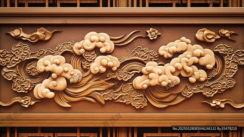 中式木雕云纹精美装饰