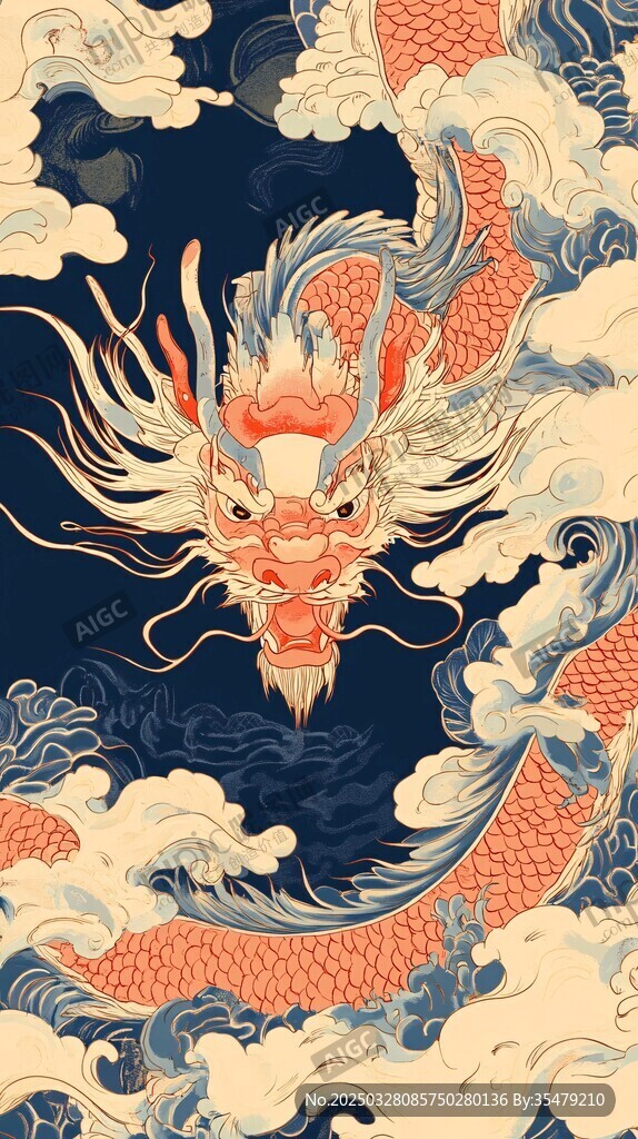 中式龙在云海中翻腾